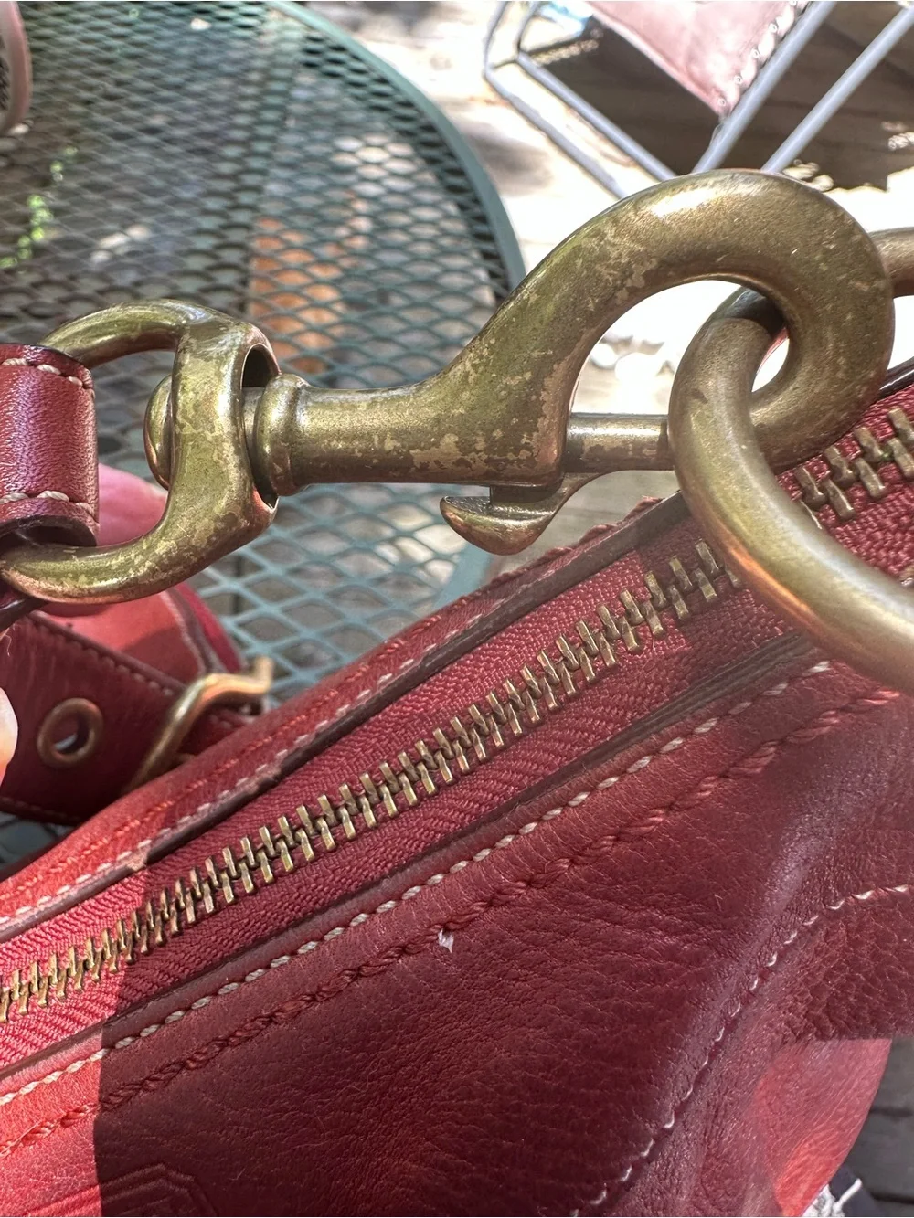Coach Bleeker Red/Brownish Leather Shoulder Bag with Adjustable Strap GUC - Picture 6 of 14